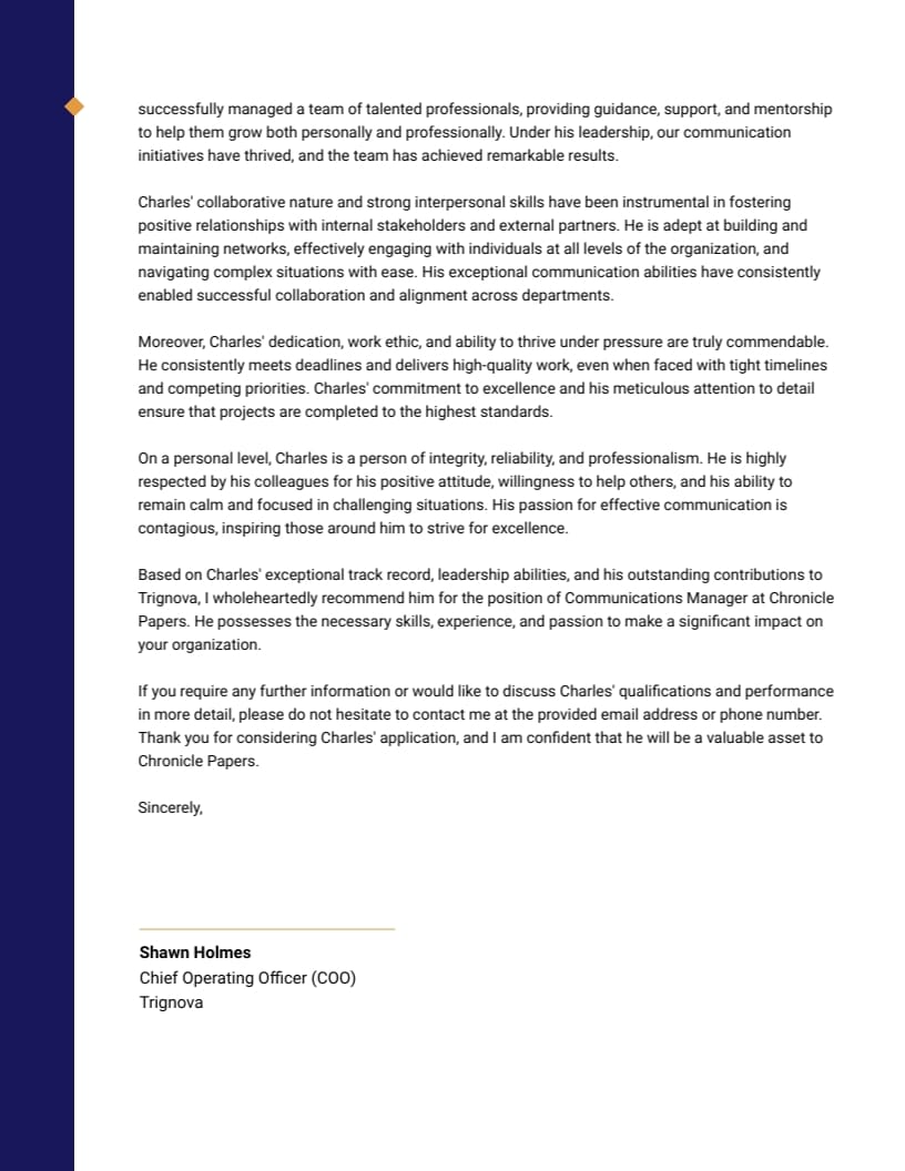 Professional Recommendation Letter Template - Slide 2 Professional Recommendation Letter Template - Slide 2