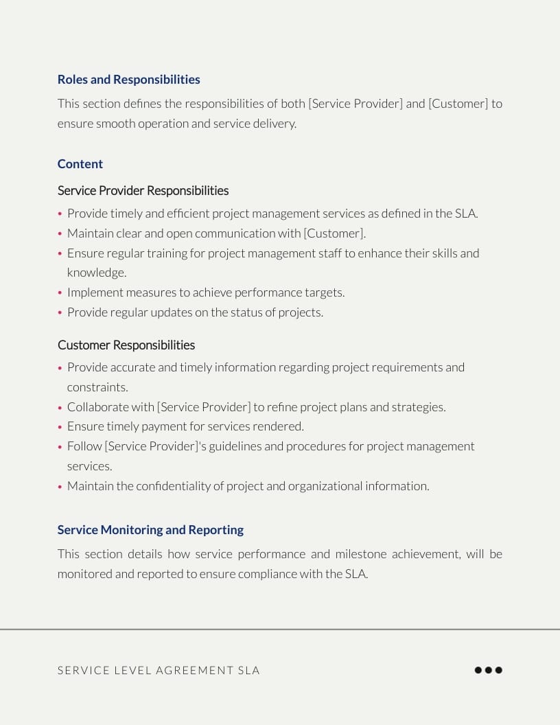 Project Management Service Level Agreement SLA Template - Slide 3 Project Management Service Level Agreement SLA Template - Slide 3