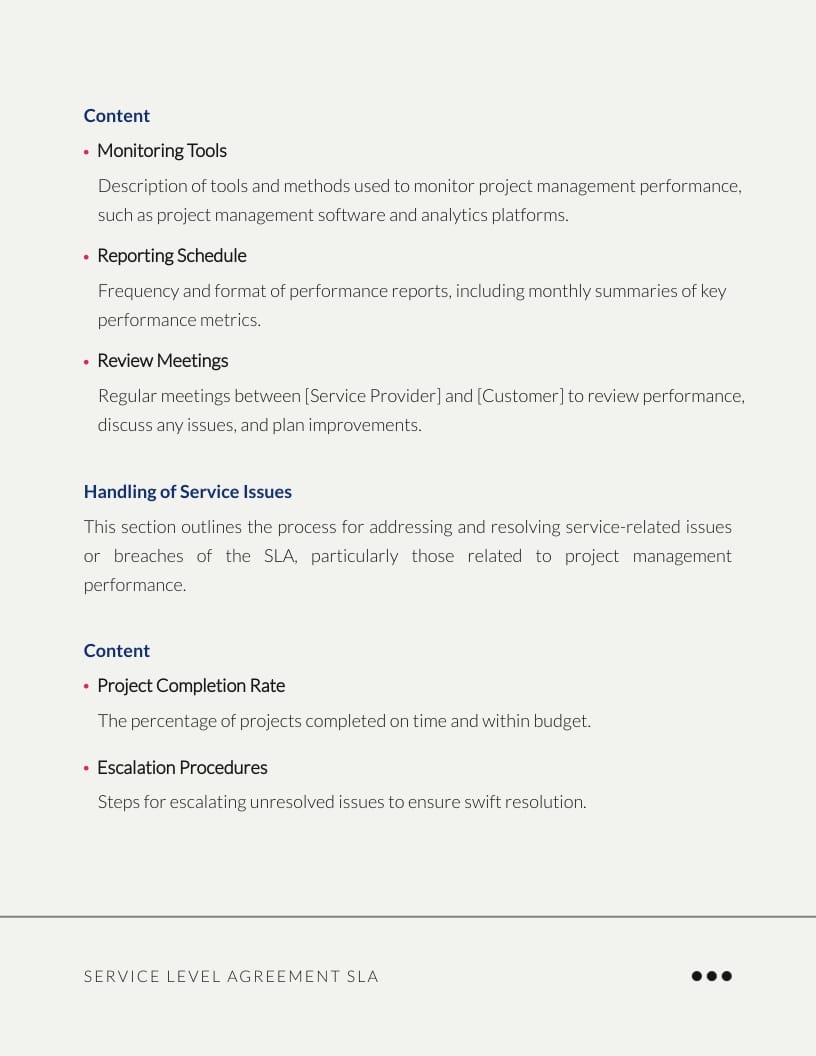 Project Management Service Level Agreement SLA Template - Slide 4 Project Management Service Level Agreement SLA Template - Slide 4