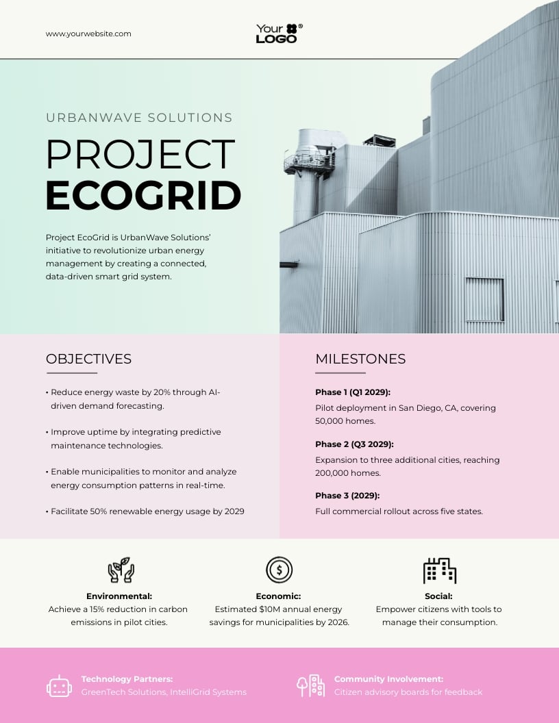 Project Solutions One Pager Template