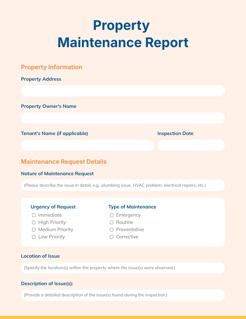 Property Maintenance Report Template