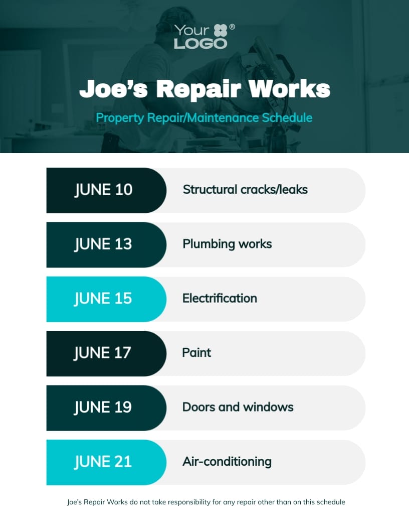 Property Maintenance Schedule Template