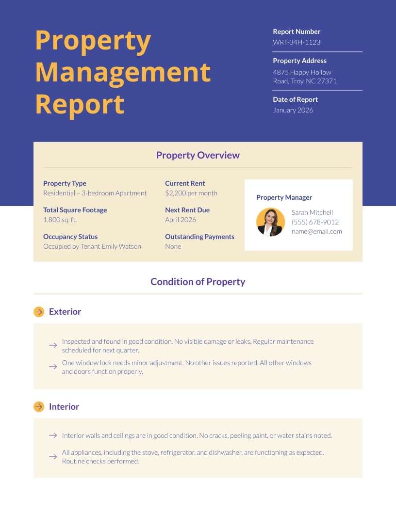 Property Management Report Template
