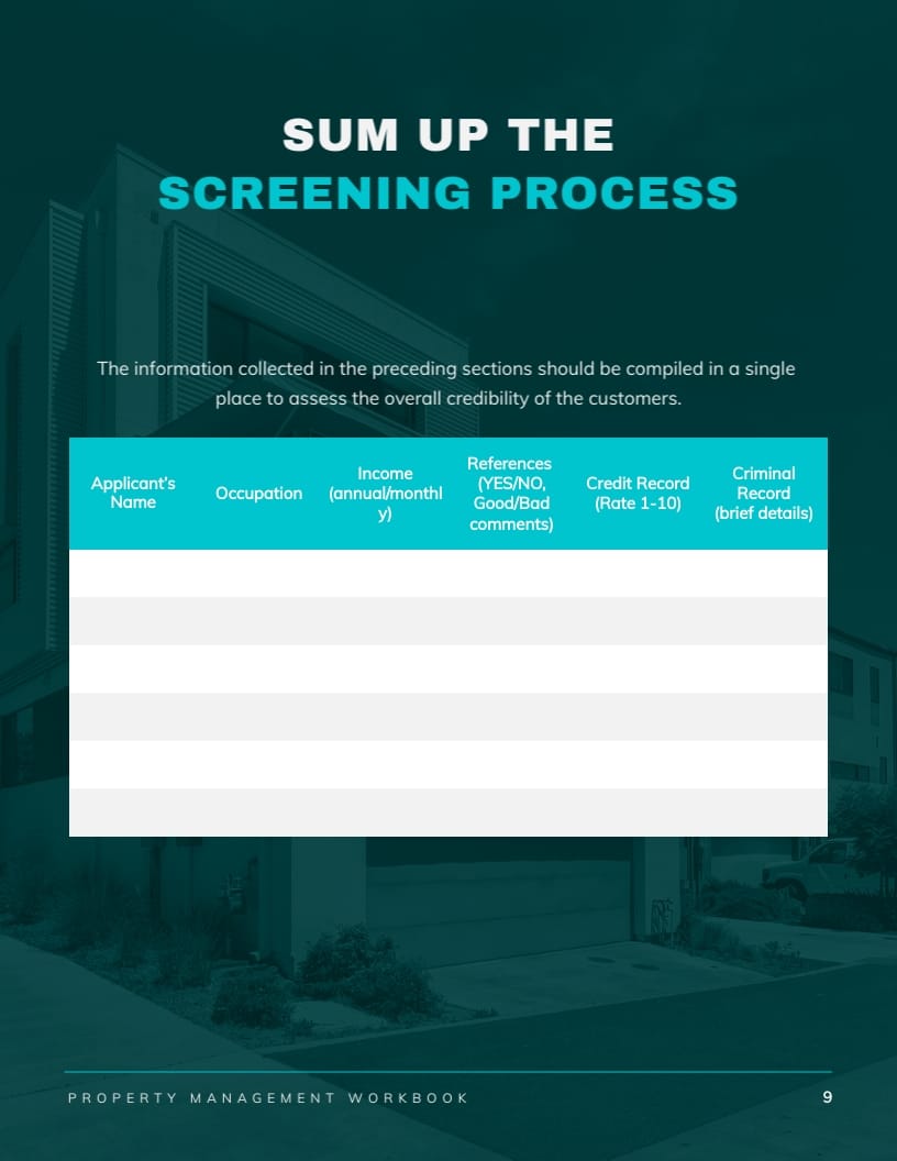 Property Management Workbook Template - Slide 11 Property Management Workbook Template - Slide 11
