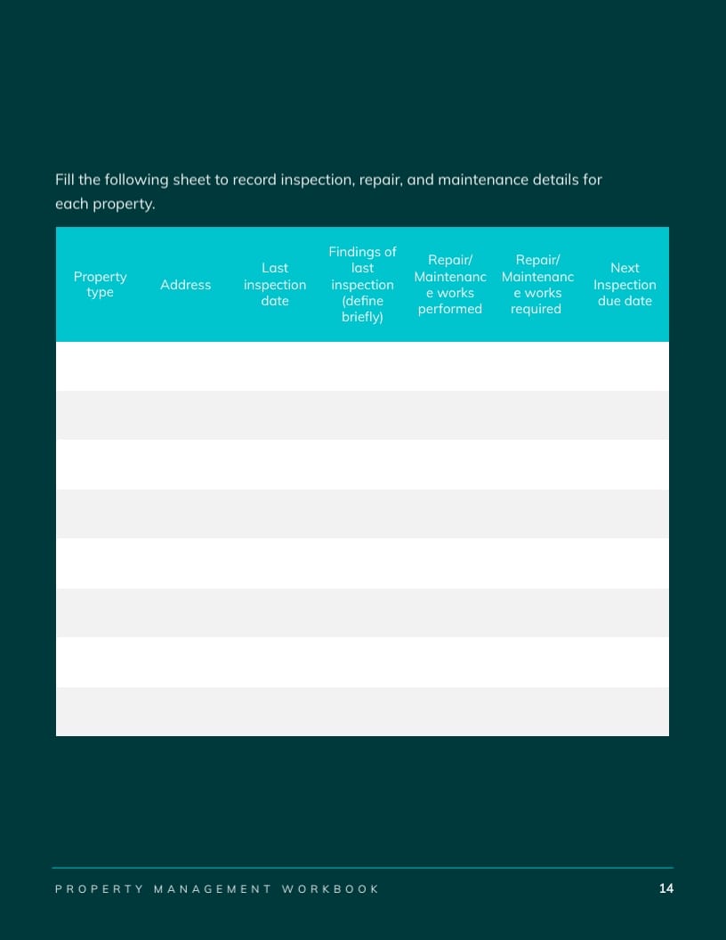 Property Management Workbook Template - Slide 16 Property Management Workbook Template - Slide 16