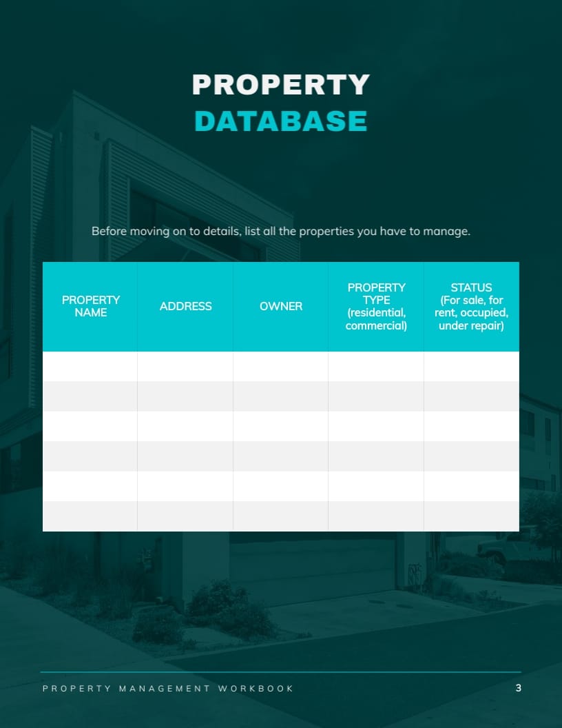 Property Management Workbook Template - Slide 5 Property Management Workbook Template - Slide 5