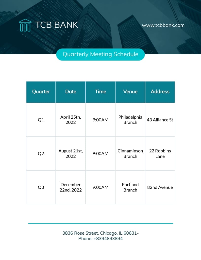Quarterly Meeting Schedule Template Visme