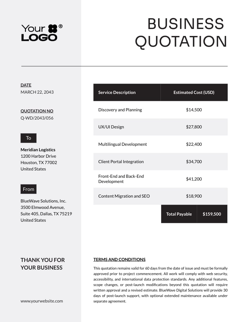 Quotation Software for Business Template