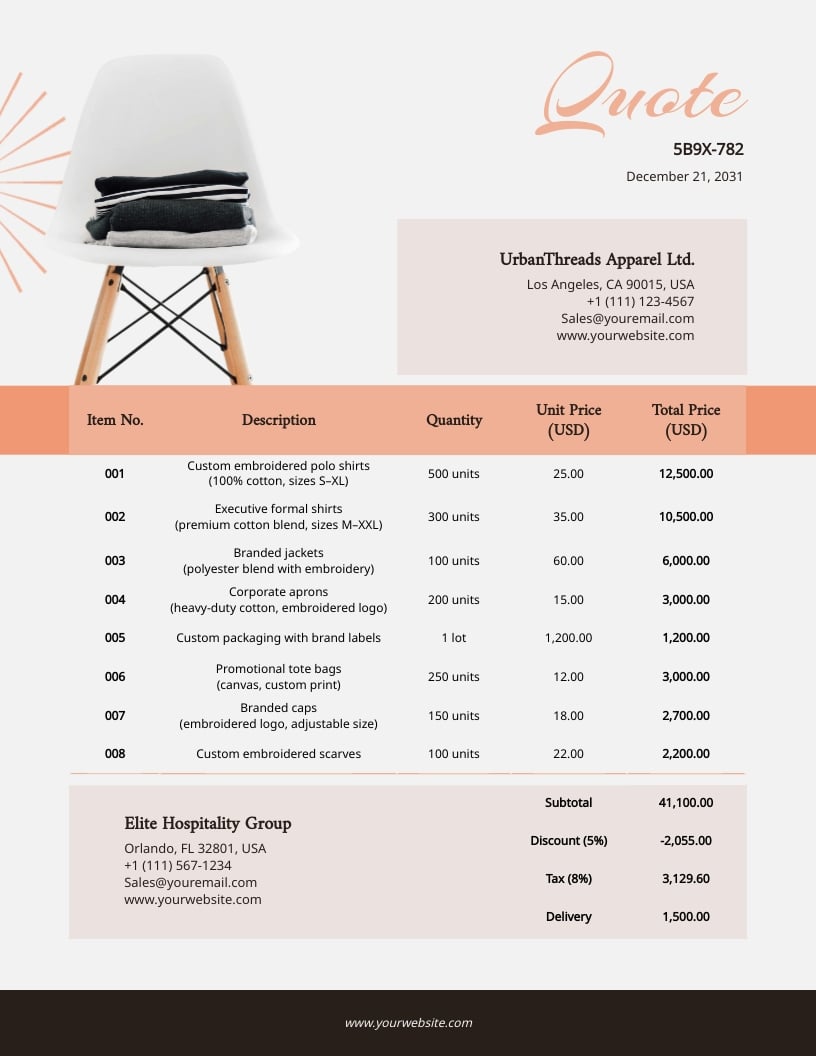 Quotation for Clothing Business