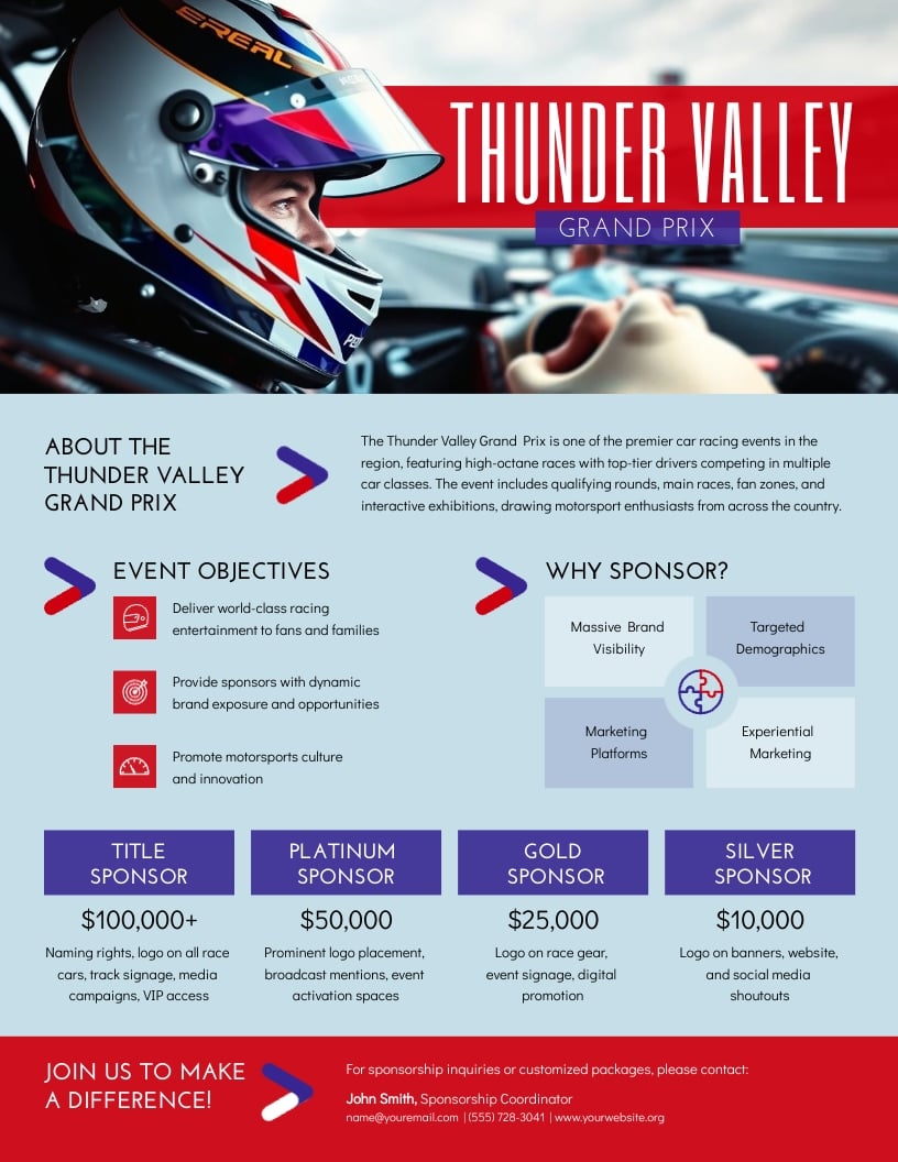 Race Sponsorship One Pager Template