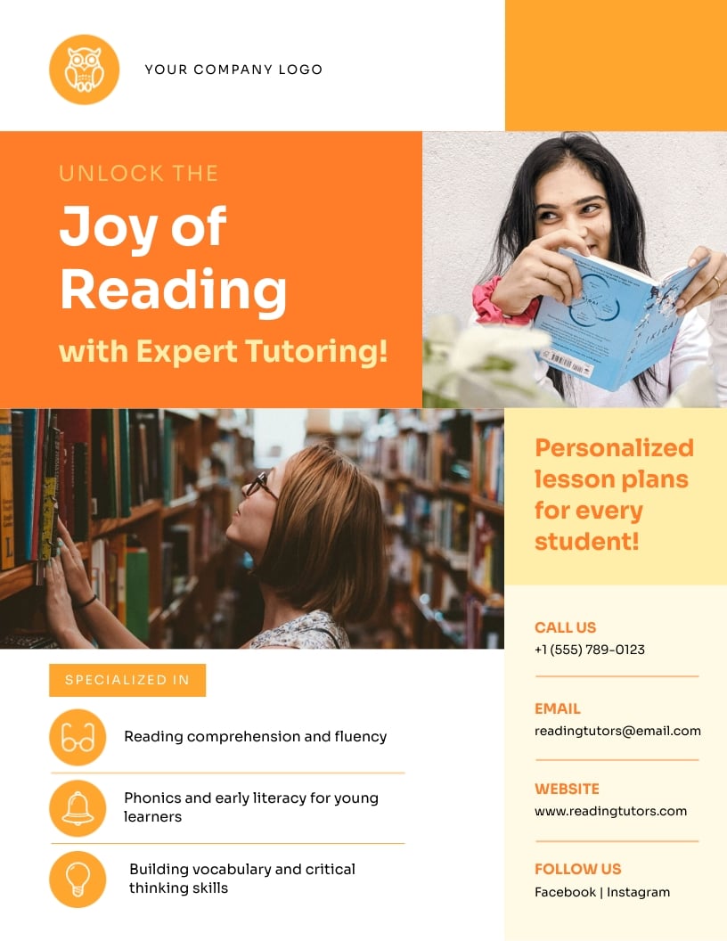 Reading Tutor Flyer Template