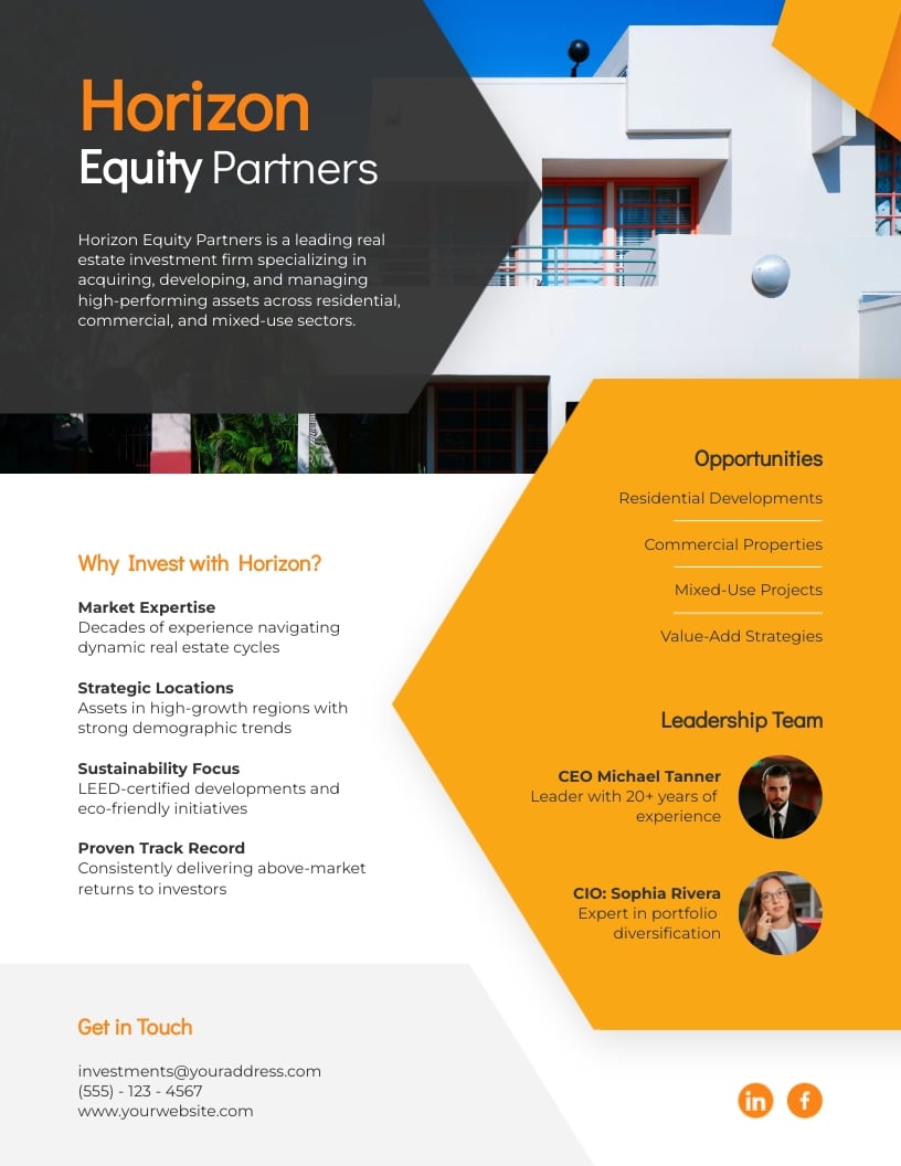 Real Estate Investment One Pager Template