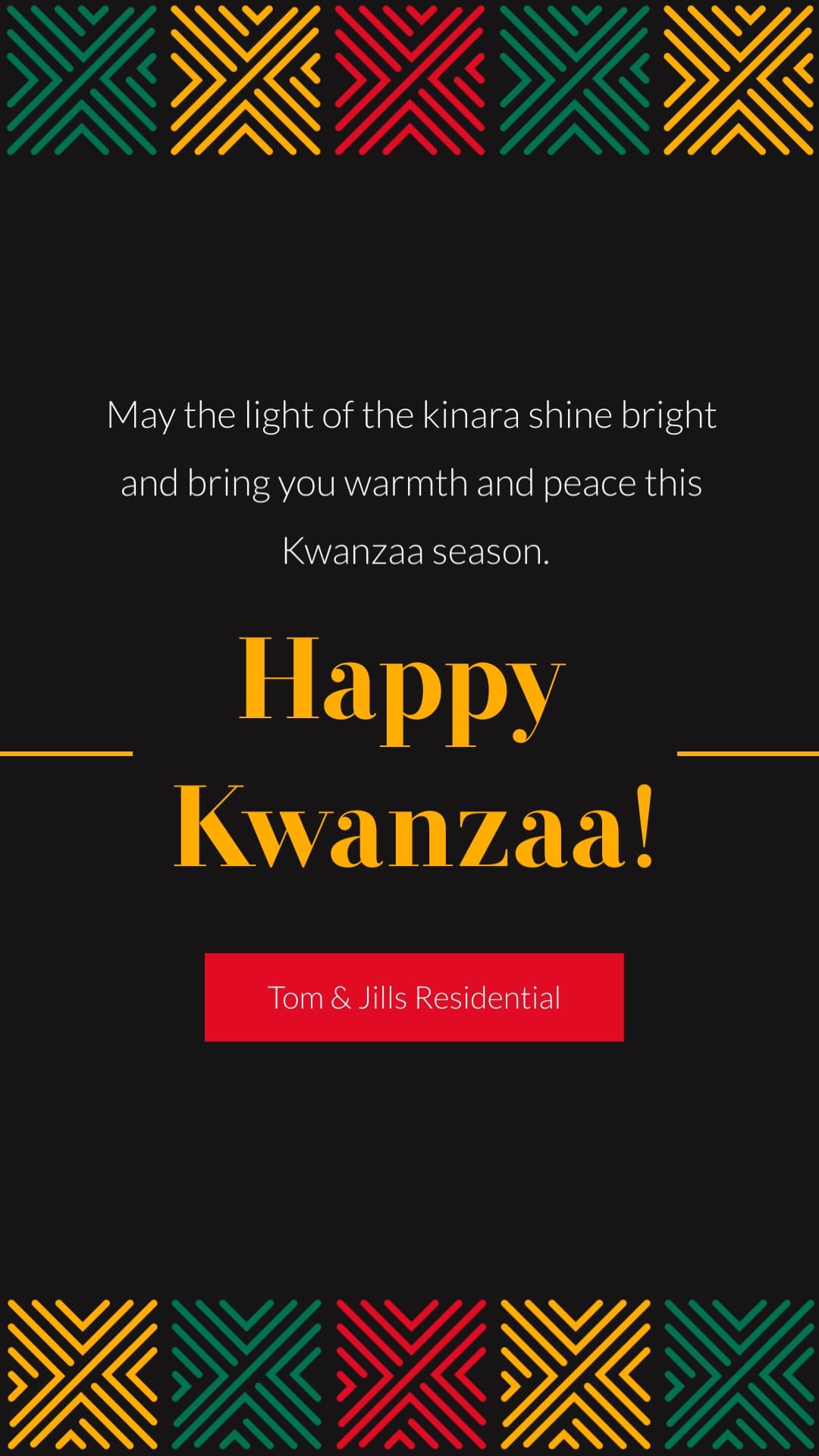 Real Estate Kwanzaa Greeting Card Vertical Template