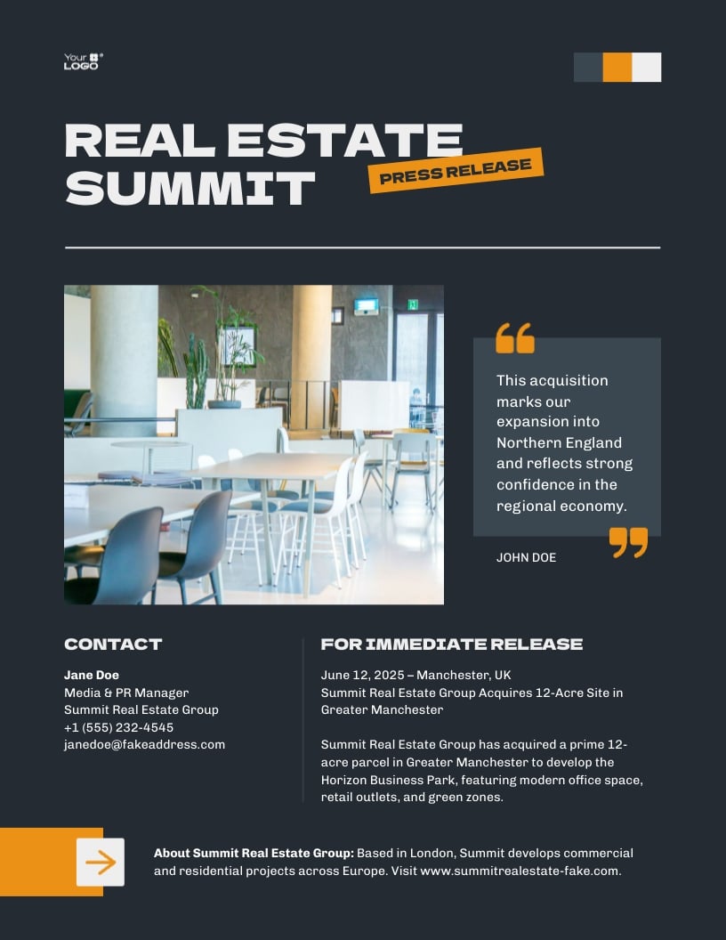 Real Estate Summit Press Release Template Real Estate Summit Press Release Template