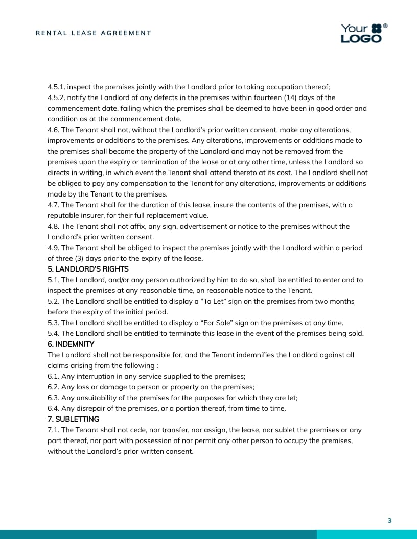 Rental Lease Agreement Contract Template - Slide 4 Rental Lease Agreement Contract Template - Slide 4