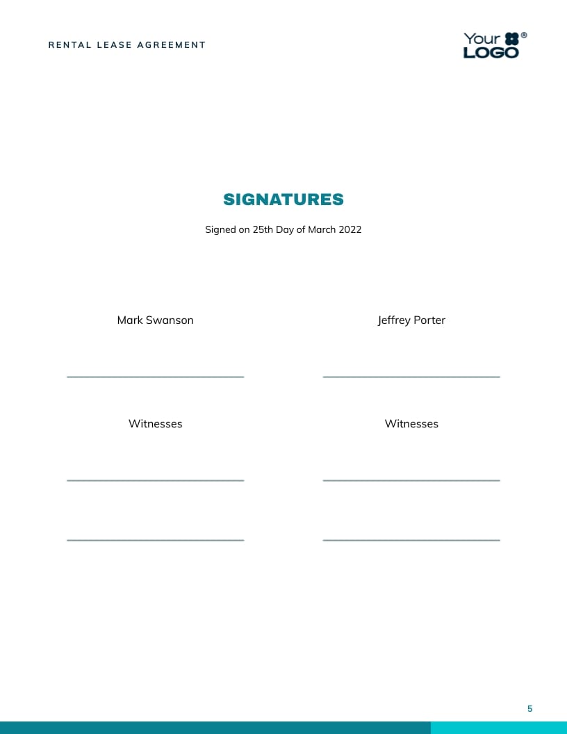 Rental Lease Agreement Contract Template - Slide 6 Rental Lease Agreement Contract Template - Slide 6