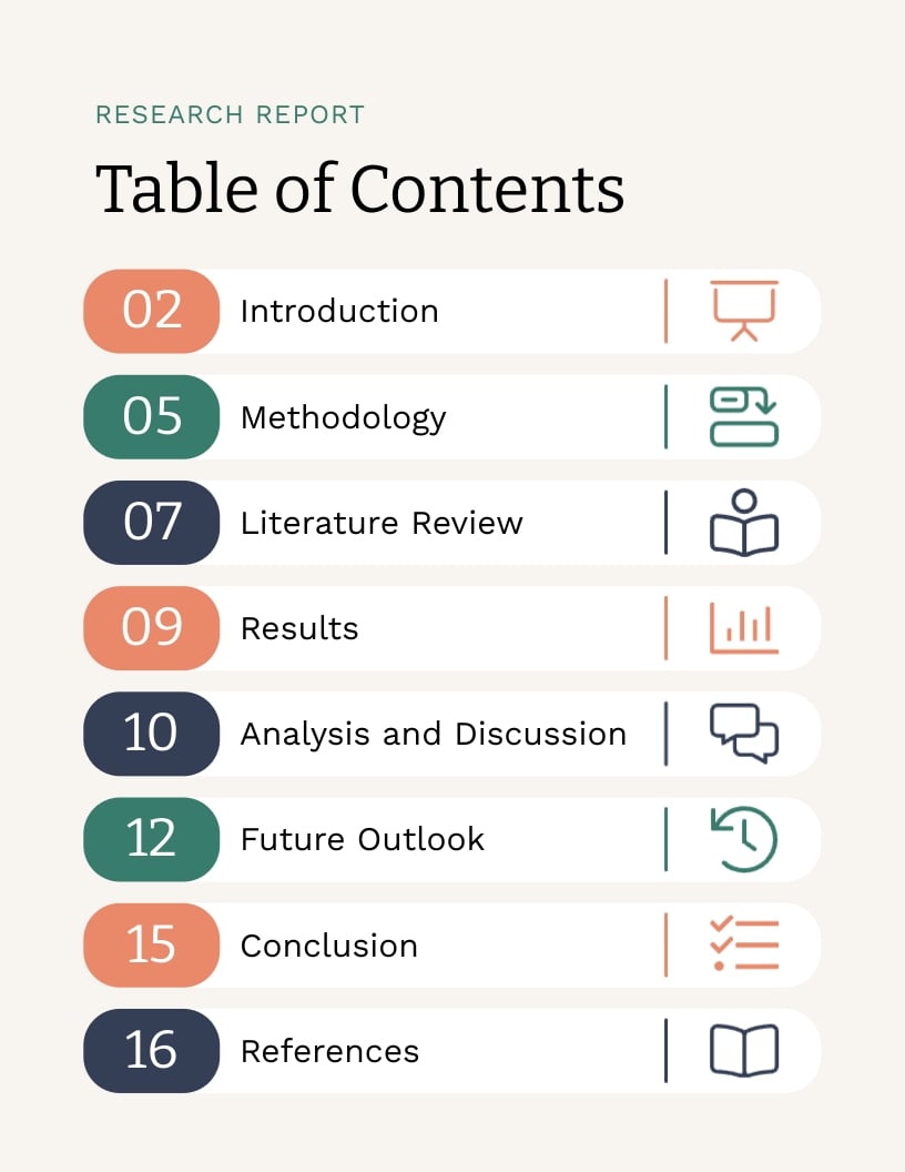 Research Report Table of Contents Template