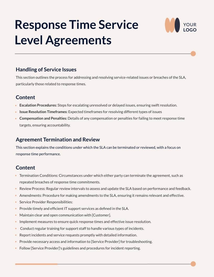 Response Time Service Level Agreement Template - Slide 3 Response Time Service Level Agreement Template - Slide 3
