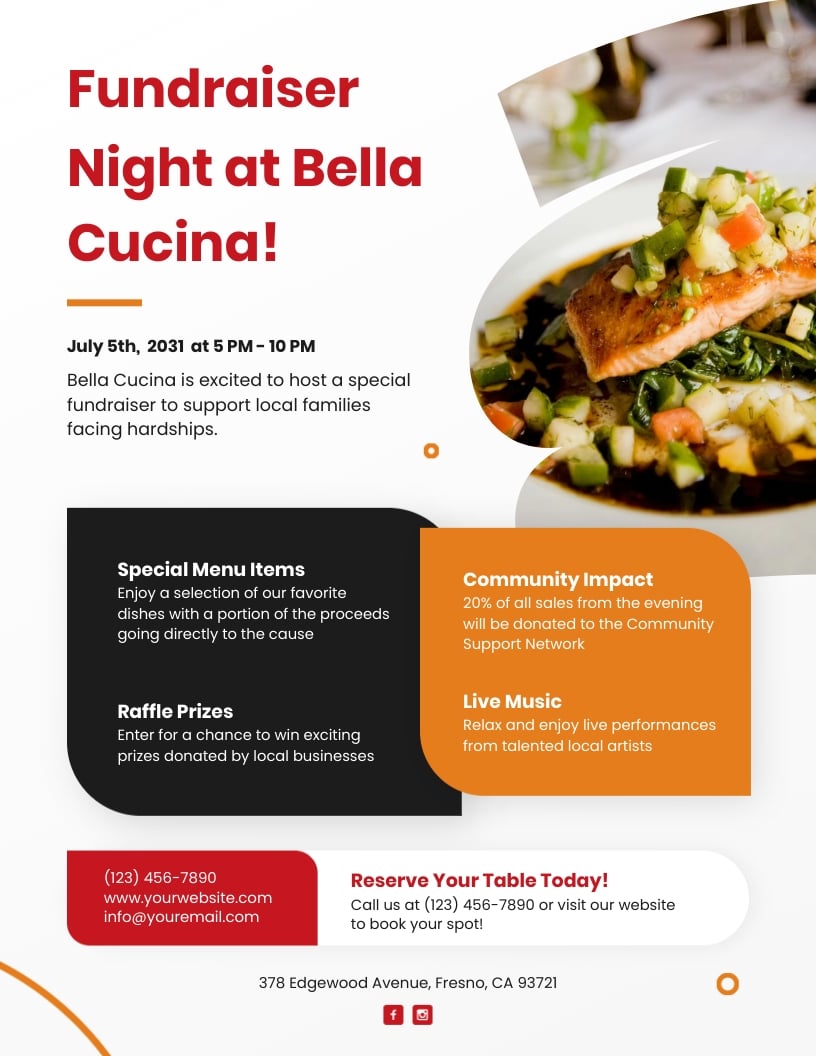 Restaurant Fundraiser Flyer Template