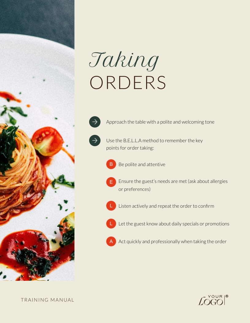 Restaurant Server Training Manual