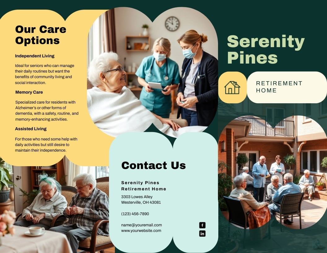 Retirement Home Trifold Brochure Template