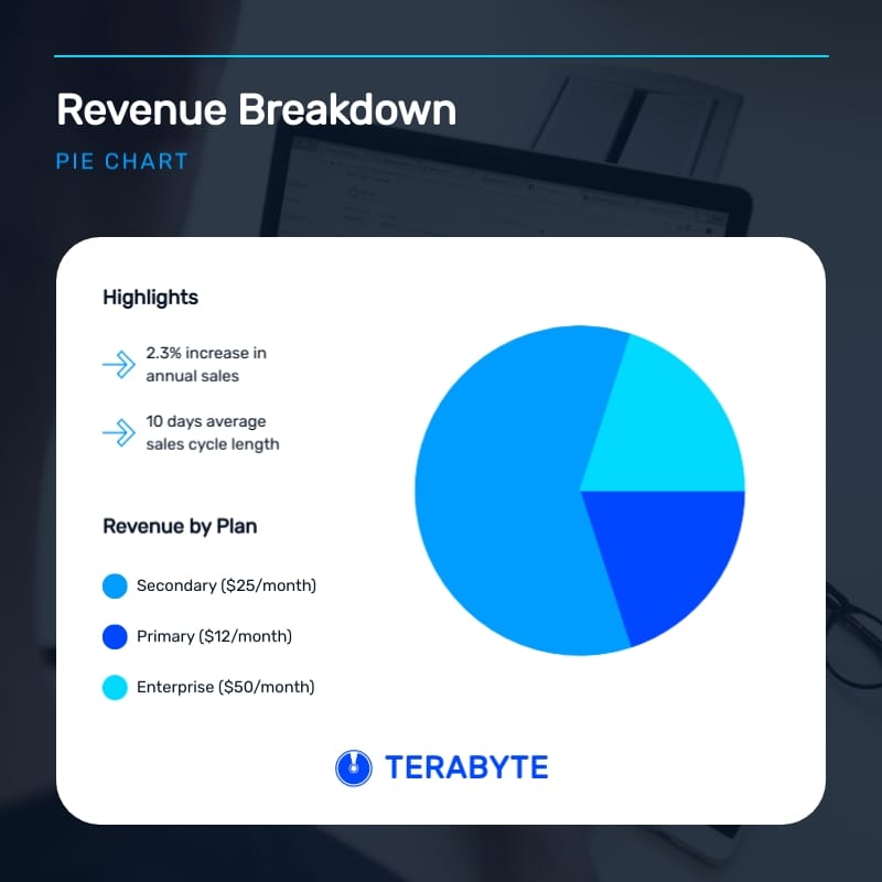 Revenue Breakdown Pie Chart Square Template