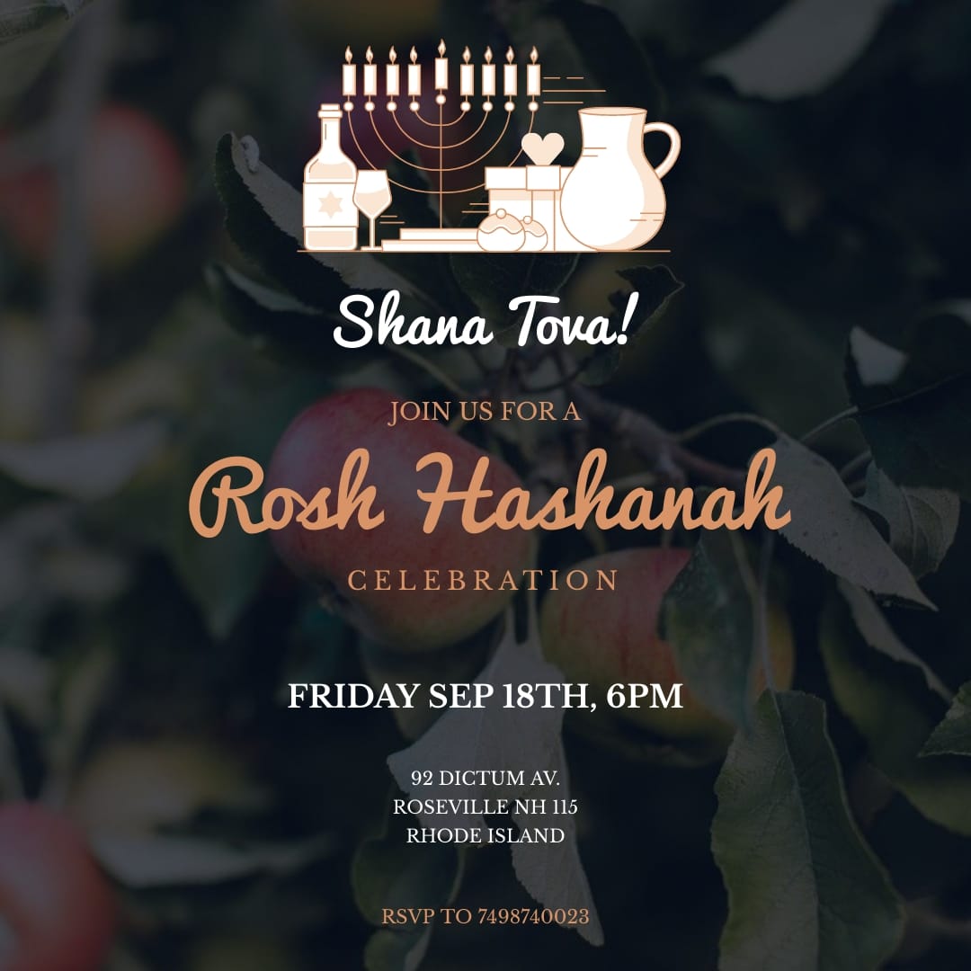 Rosh Hashanah Invitation Animated Square Template