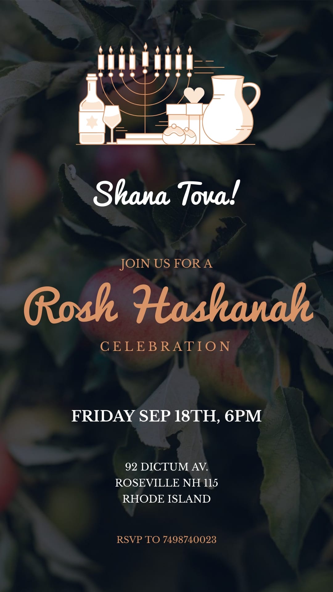 Rosh Hashanah Invitation Animated Vertical Template