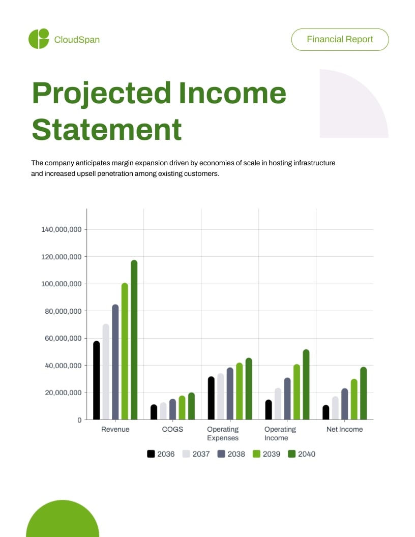 SaaS Financial Projections Report Template | Visme