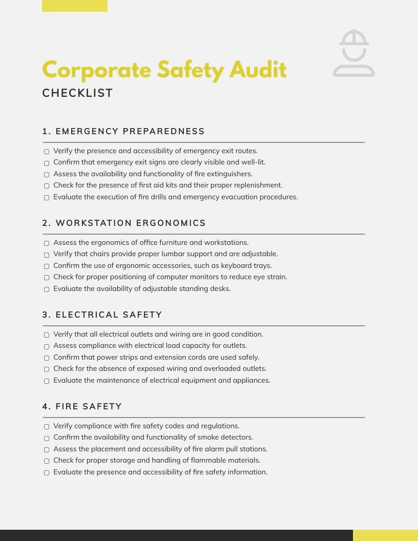 Safety Audit Checklist Template