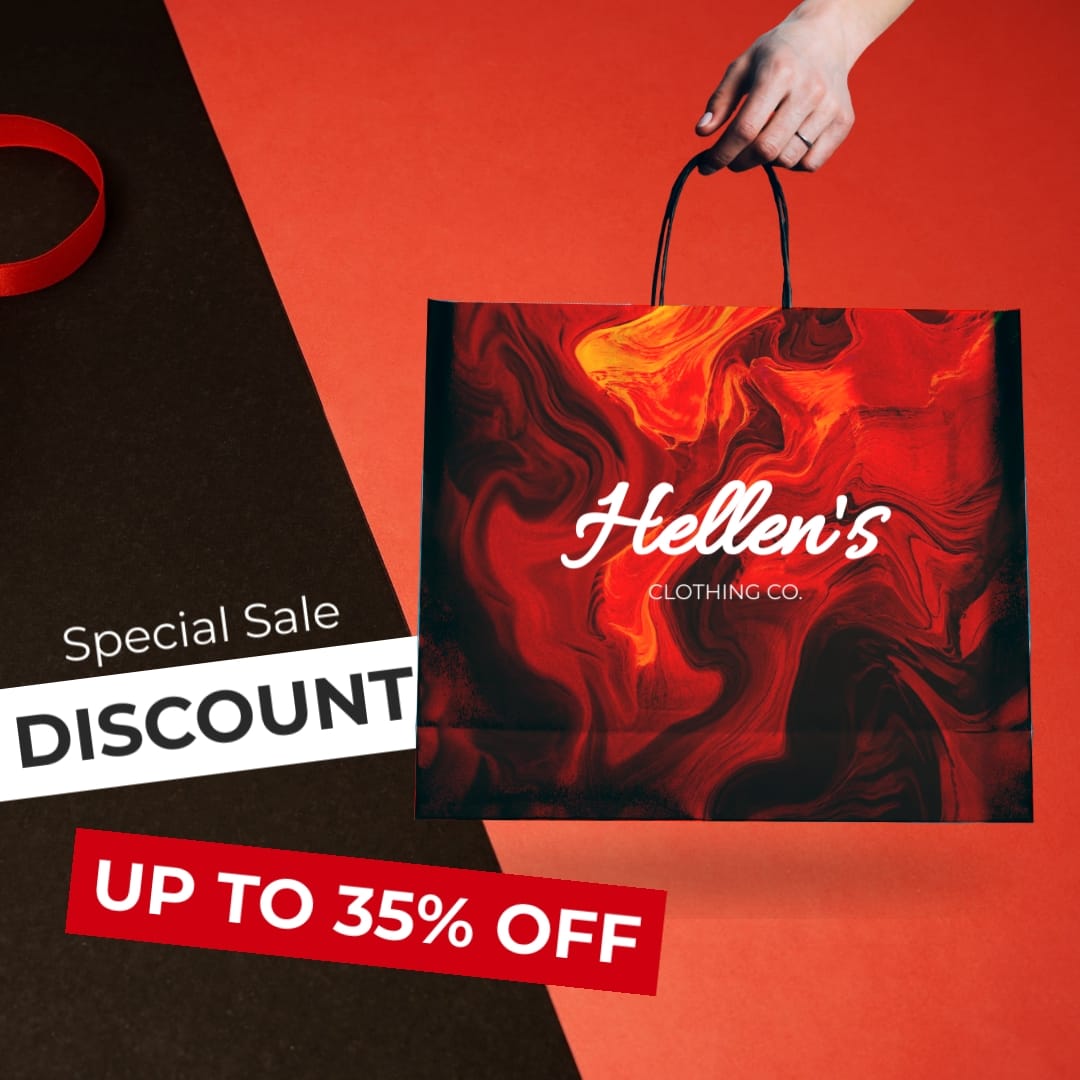 Sale Discount Store Bag Mockup Square Template