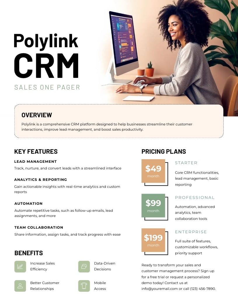 Sales CRM One Pager Template