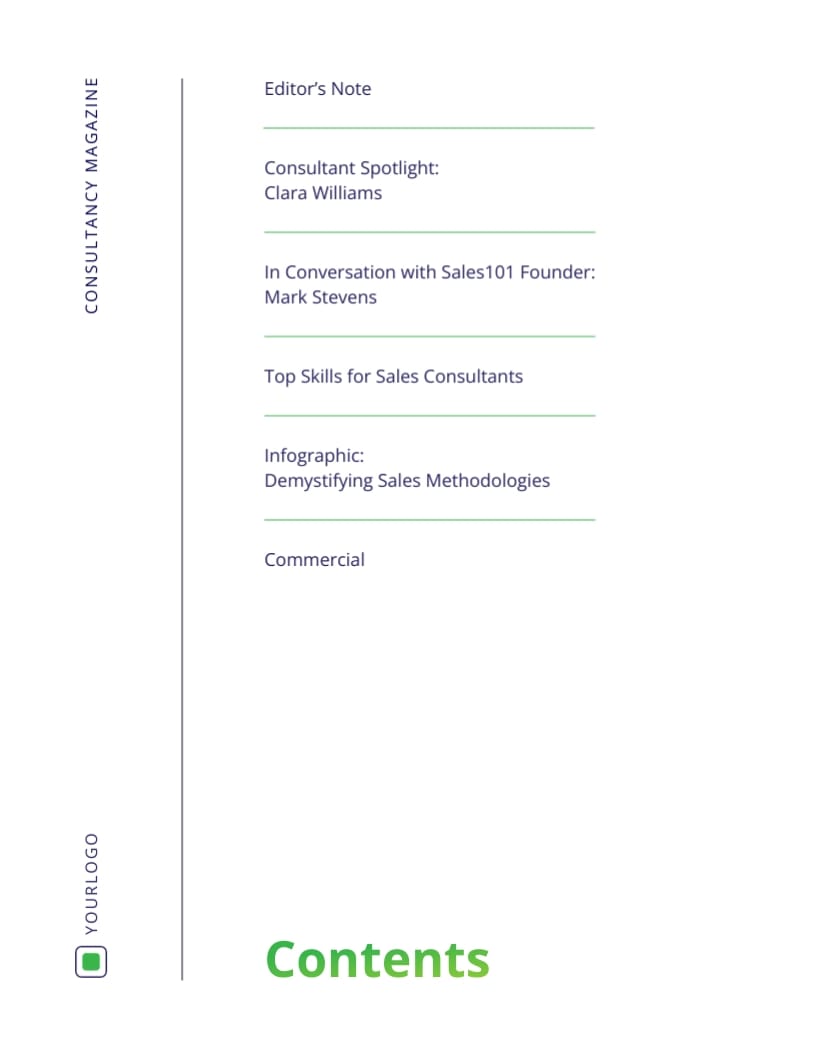 Sales Consultancy Magazine Template - Slide 3 Sales Consultancy Magazine Template - Slide 3