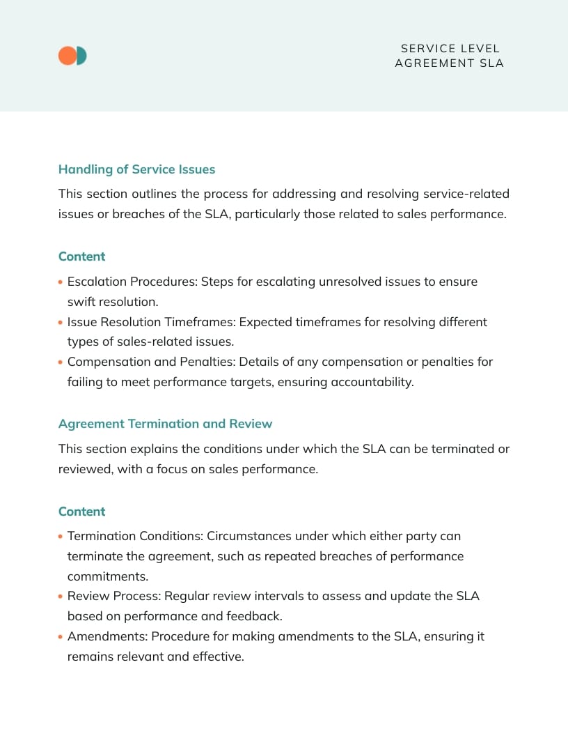 Sales Service Level Agreement SLA Template - Slide 4 Sales Service Level Agreement SLA Template - Slide 4