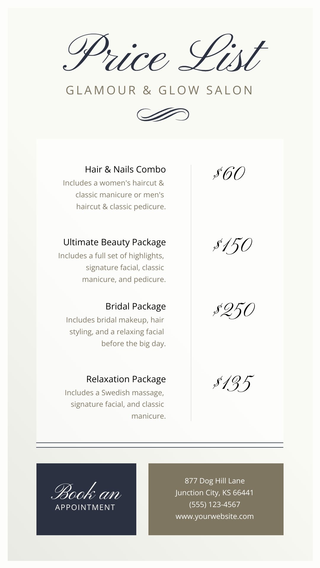 Salon Price List Template