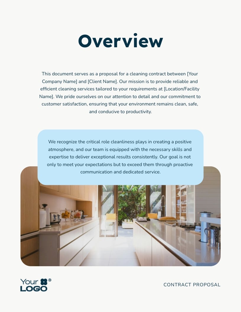 Sample Cleaning Contract Proposal Template - Slide 3 Sample Cleaning Contract Proposal Template - Slide 3