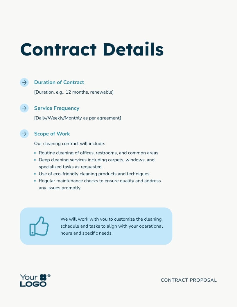 Sample Cleaning Contract Proposal Template - Slide 4 Sample Cleaning Contract Proposal Template - Slide 4