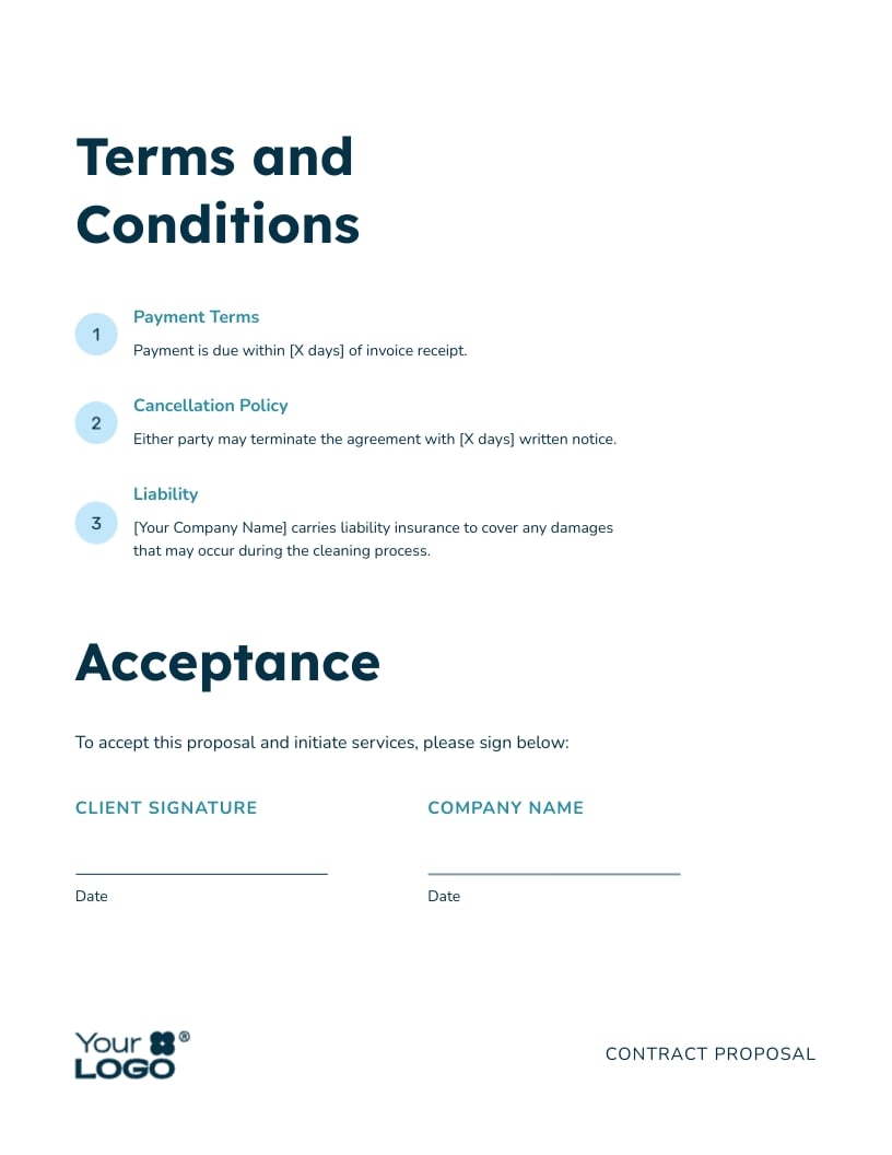 Sample Cleaning Contract Proposal Template - Slide 6 Sample Cleaning Contract Proposal Template - Slide 6