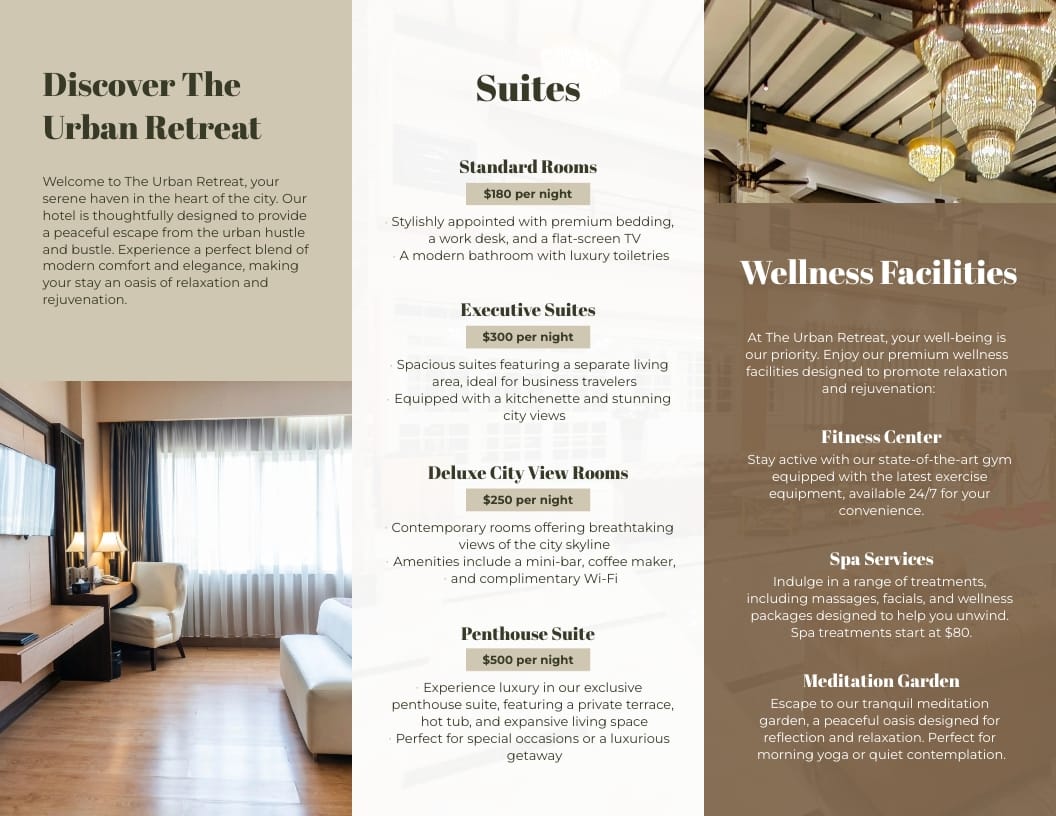 Sample Hotel Brochure Template - Slide 2 Sample Hotel Brochure Template - Slide 2