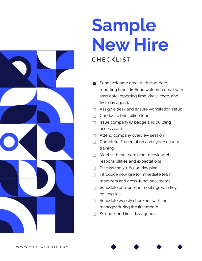 Sample New Hire Checklist Template