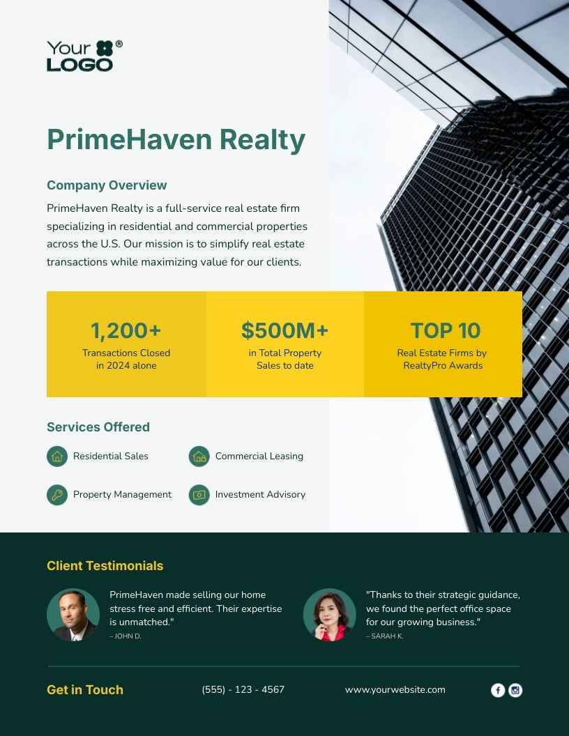 Sample One Pager Template