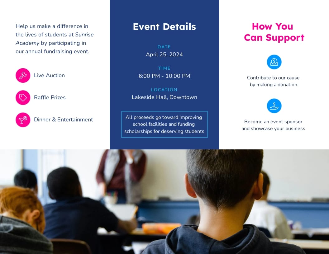 School Fundraising Event Brochure Template - Slide 2 School Fundraising Event Brochure Template - Slide 2
