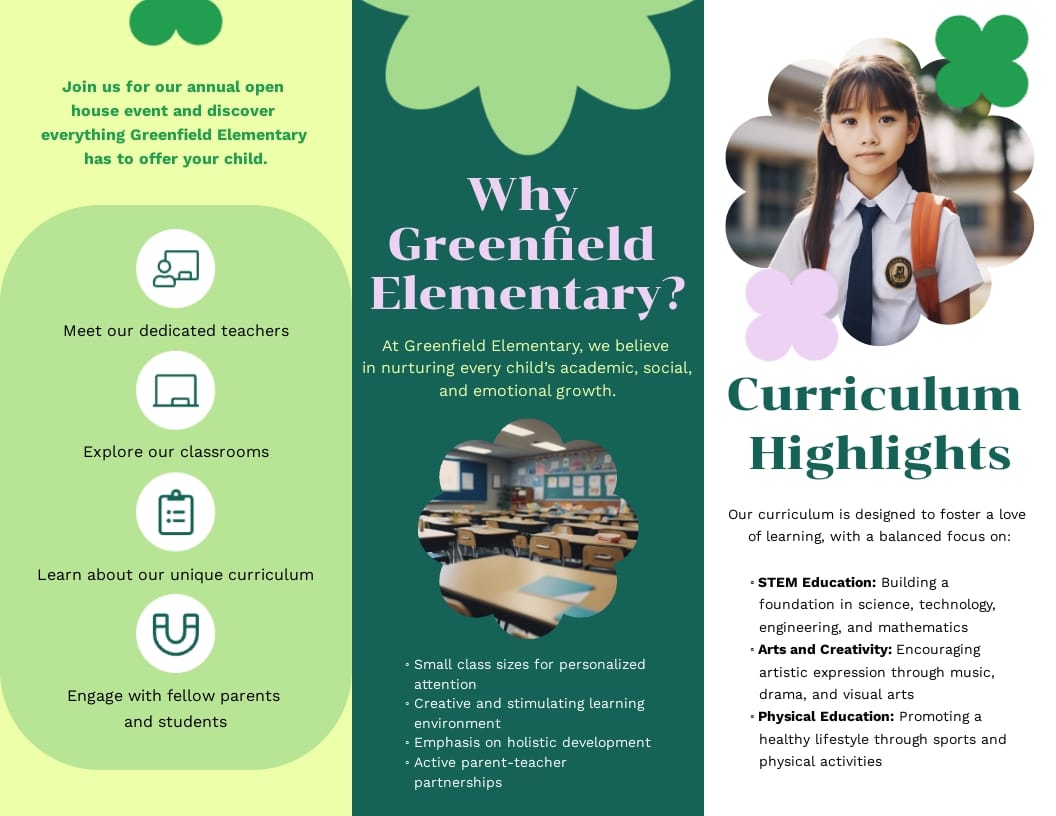 School Open House Trifold Brochure Template - Slide 2 School Open House Trifold Brochure Template - Slide 2