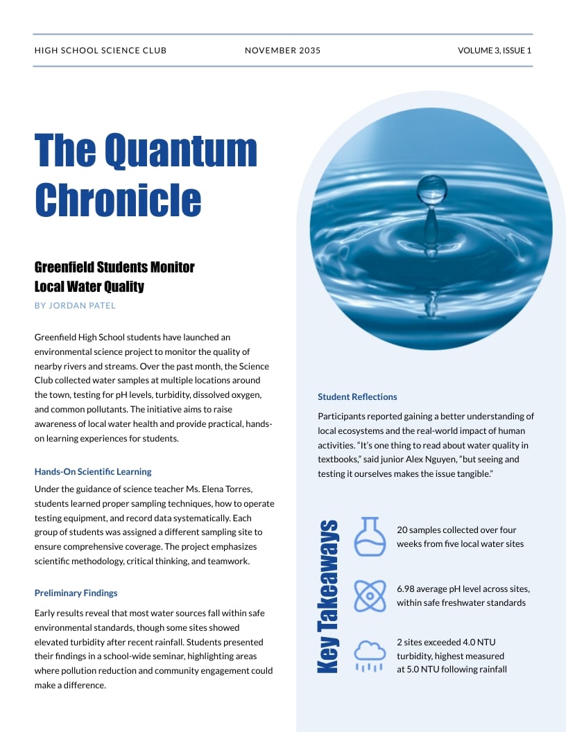 School Science Club Newspaper Template School Science Club Newspaper Template