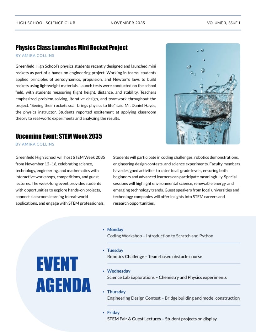 School Science Club Newspaper Template - Slide 2 School Science Club Newspaper Template - Slide 2