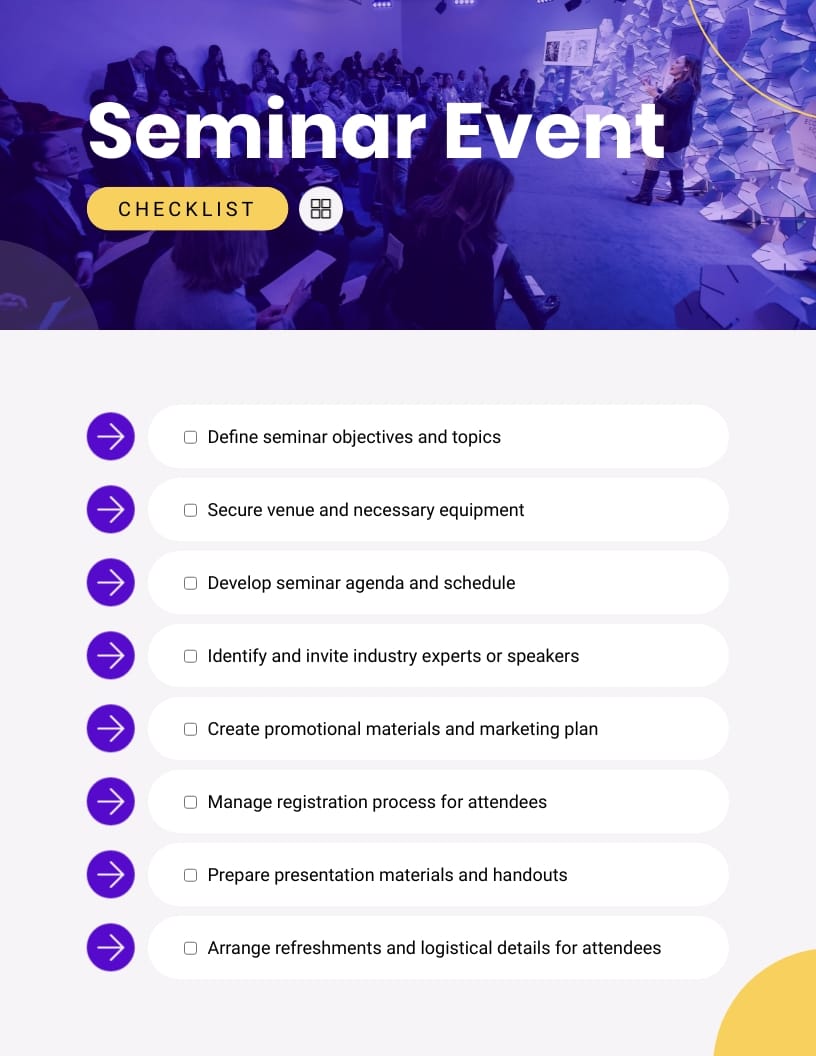 Seminar Event Checklist Template