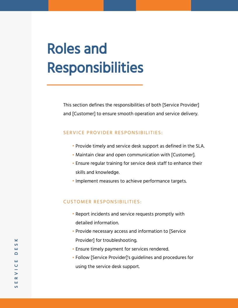 Service Desk Service Level Agreement SLA Template - Slide 4 Service Desk Service Level Agreement SLA Template - Slide 4