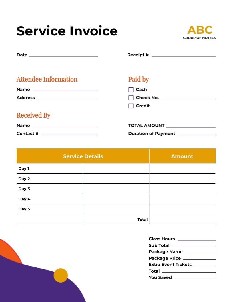 Service Invoice Template
