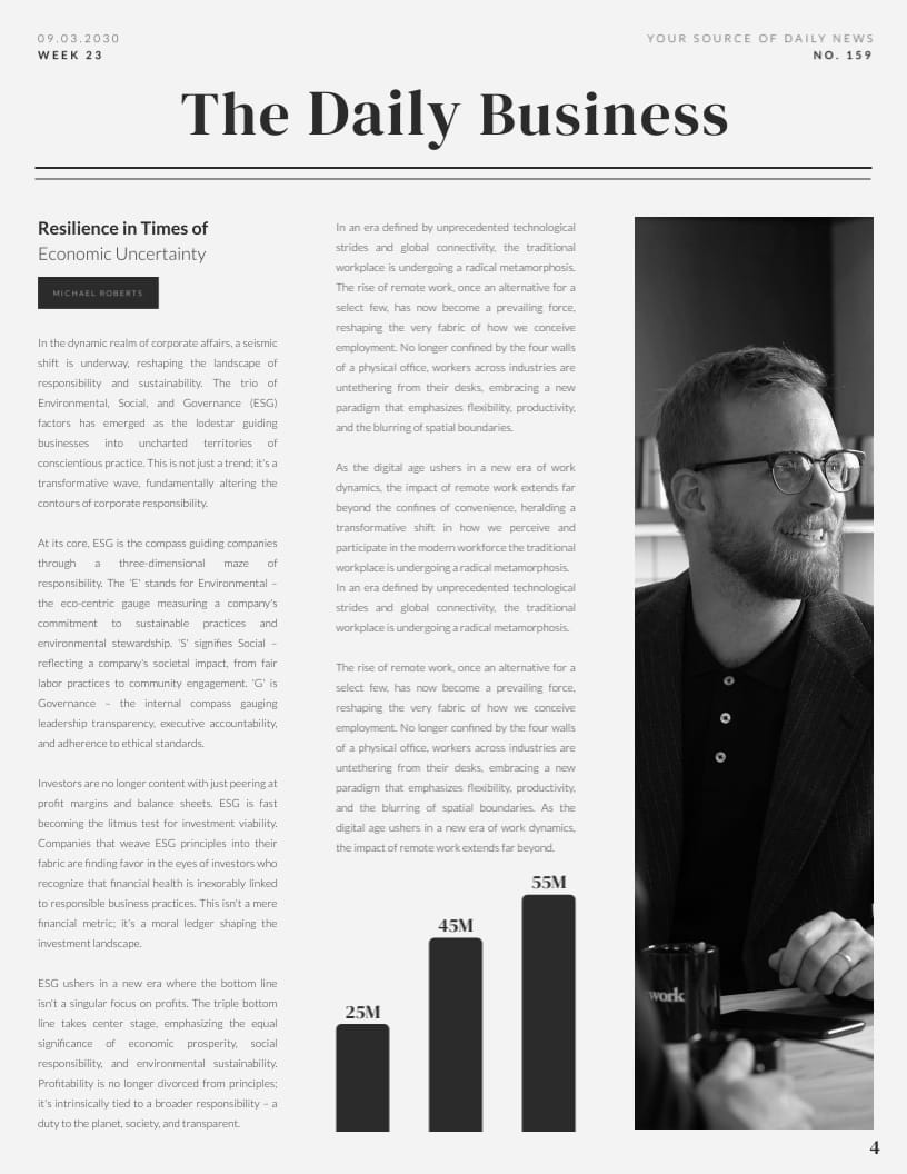 Simple Business Newspaper Template | Visme