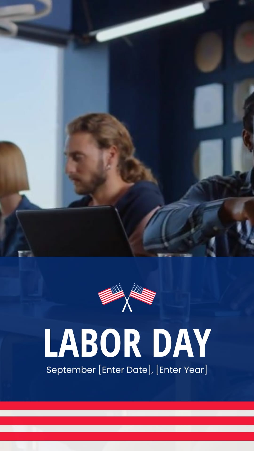 Simple Labor Day Greeting Card Vertical Template